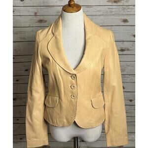 Wilson's Leather cream 100% leather single-breasted blazer/jacket Size Small